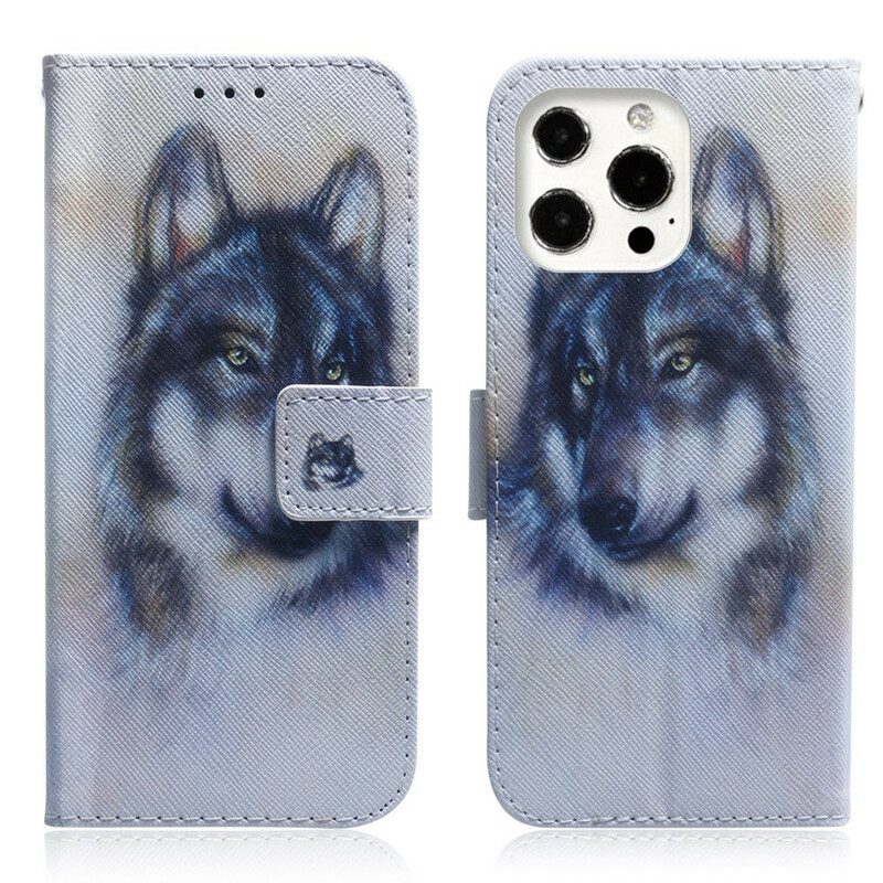 Custodia in pelle iPhone 13 Pro Sguardo Canino