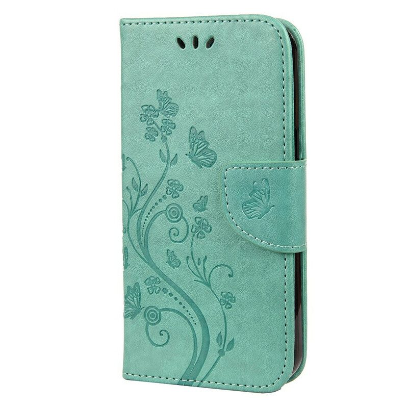 Custodia in pelle iPhone 13 Pro Strappy Floreale