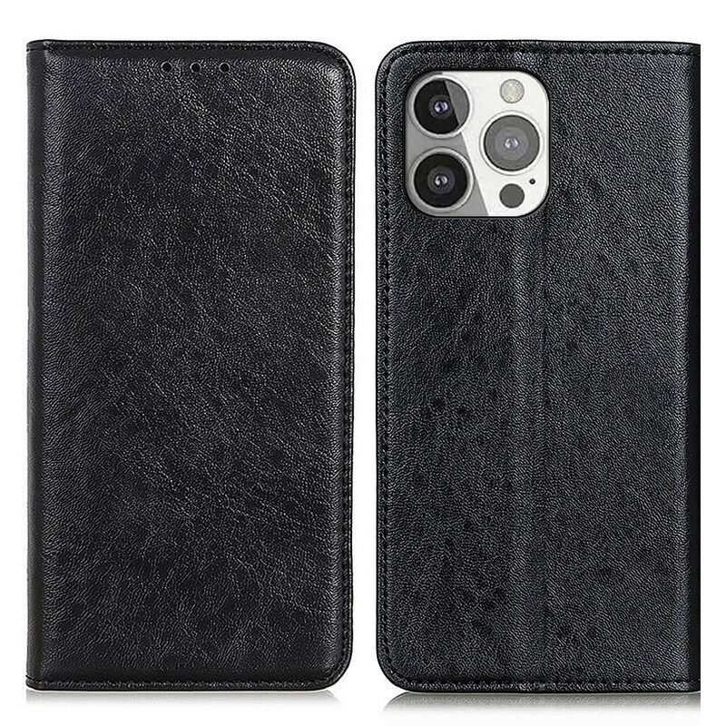 Folio Cover iPhone 13 Pro Custodia in pelle Crosta Di Pelle Testurizzata