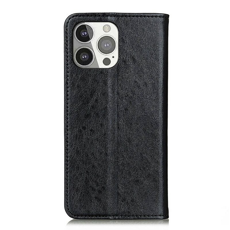 Folio Cover iPhone 13 Pro Custodia in pelle Crosta Di Pelle Testurizzata