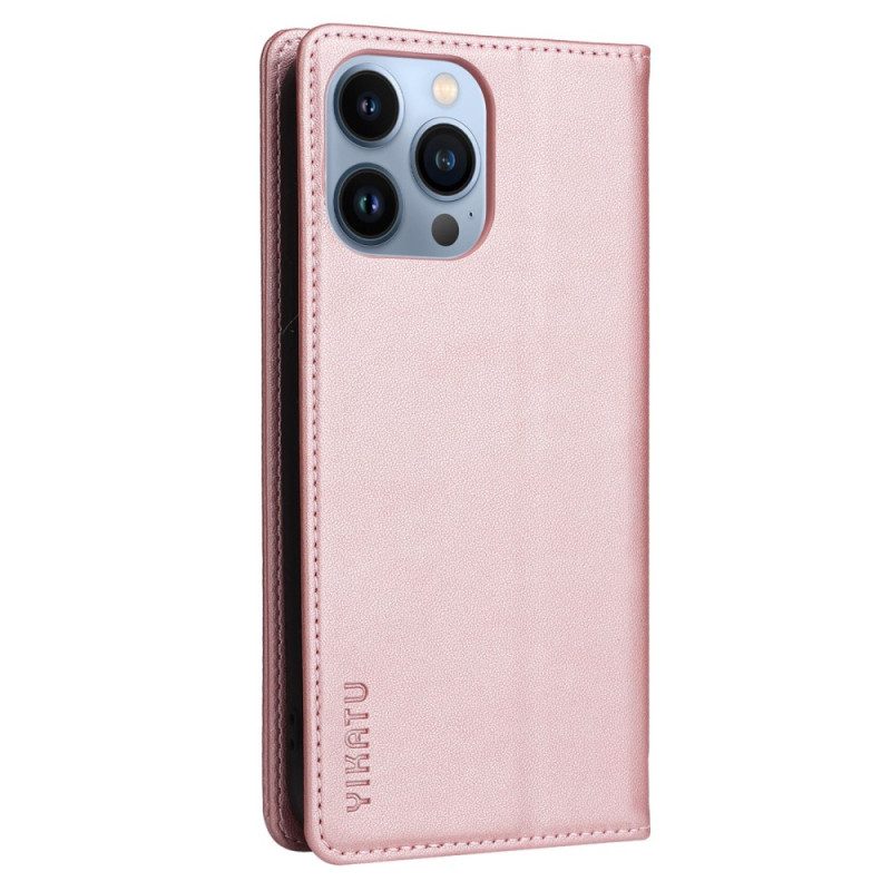 Folio Cover iPhone 13 Pro Custodia in pelle Rivetto In Pelle Yikatu