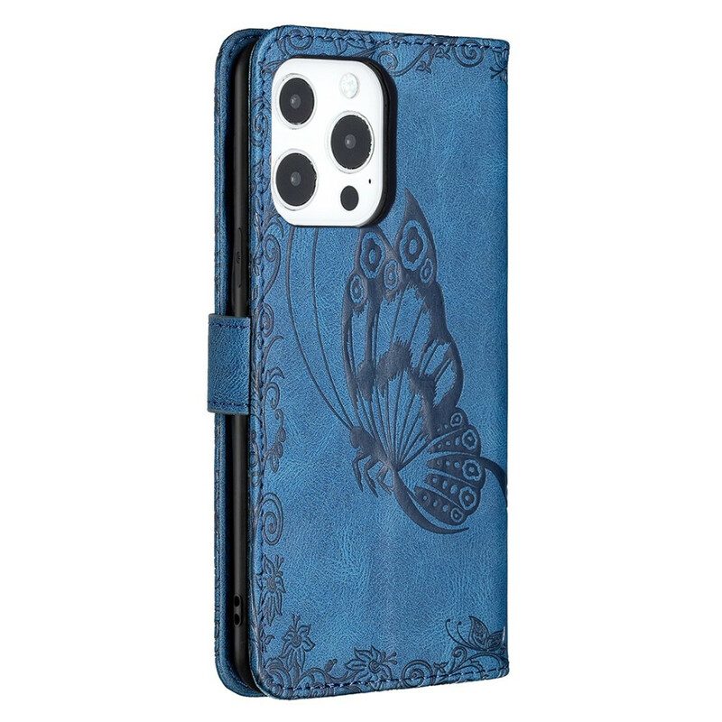 Folio Cover iPhone 13 Pro Farfalla Barocco Strappy