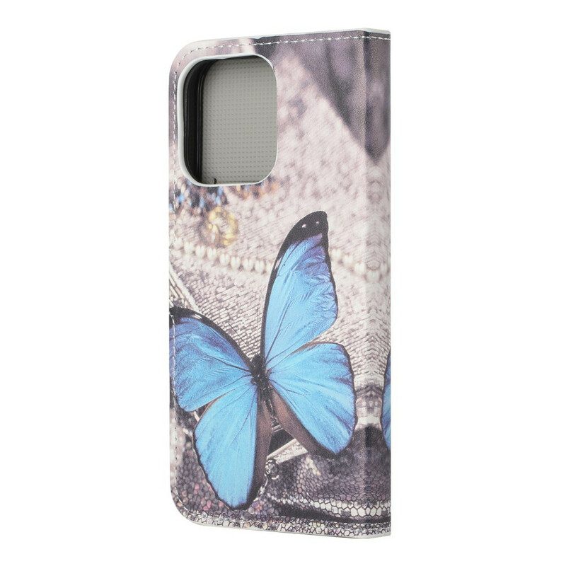 Folio Cover iPhone 13 Pro Farfalla Blu