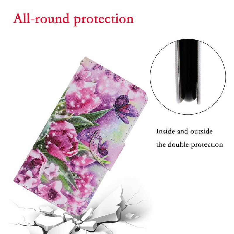 Folio Cover iPhone 13 Pro Farfalle E Tulipani