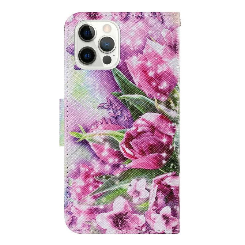 Folio Cover iPhone 13 Pro Farfalle E Tulipani