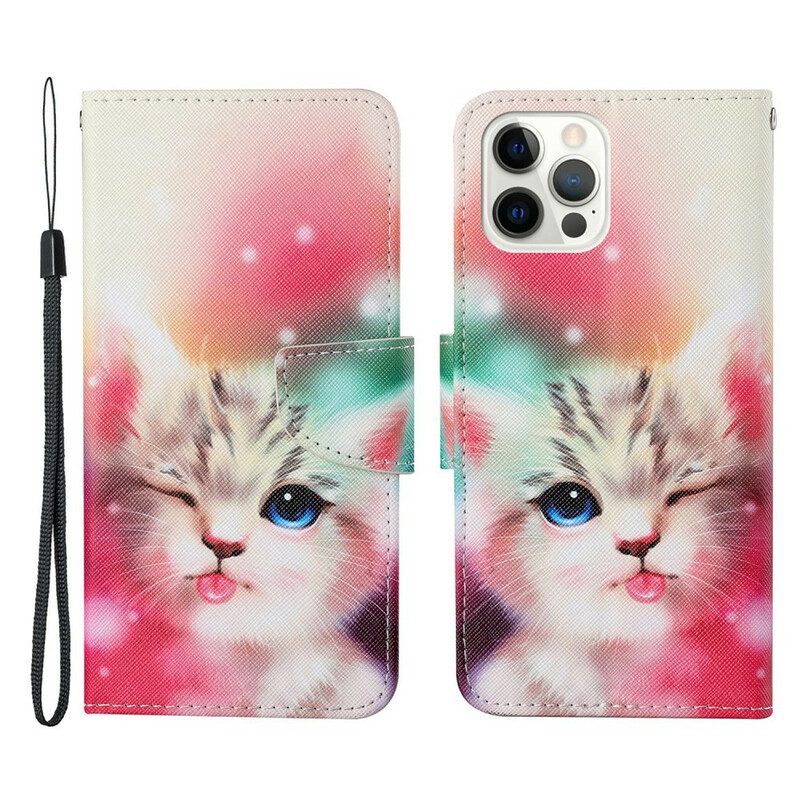 Folio Cover iPhone 13 Pro Storie Di Gatti Con Cordino