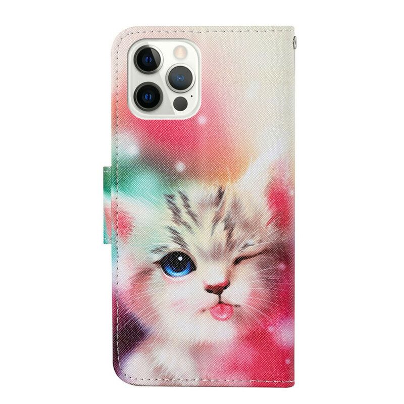 Folio Cover iPhone 13 Pro Storie Di Gatti Con Cordino