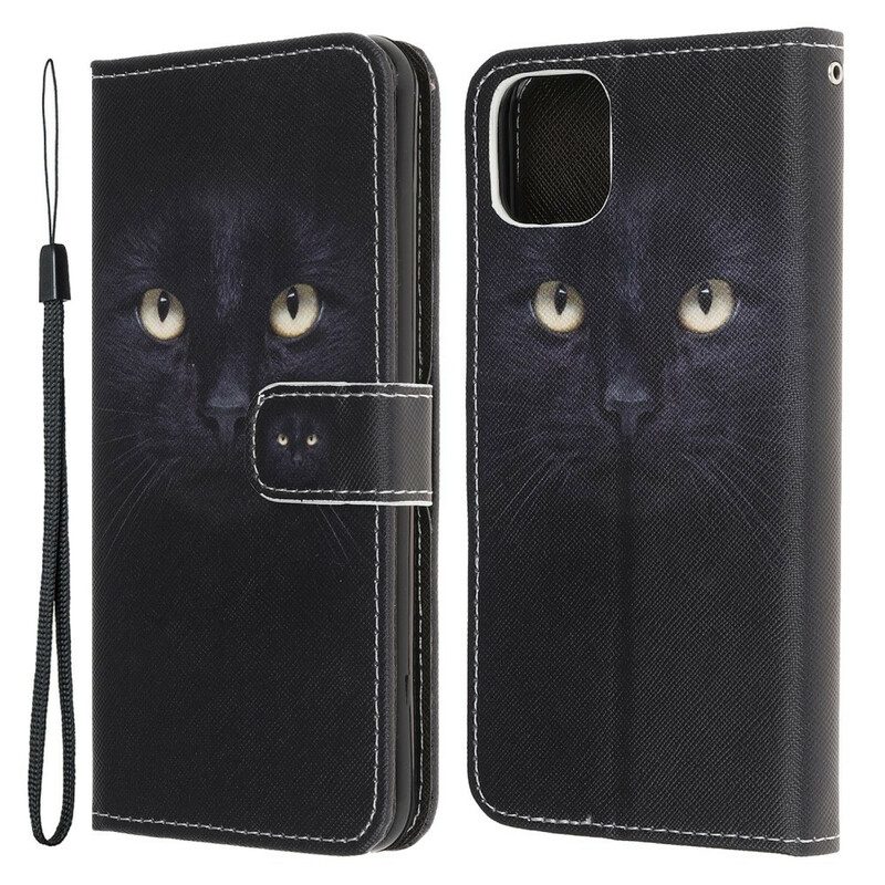 Folio Cover iPhone 13 Pro Strappy Occhi Di Gatto Nero