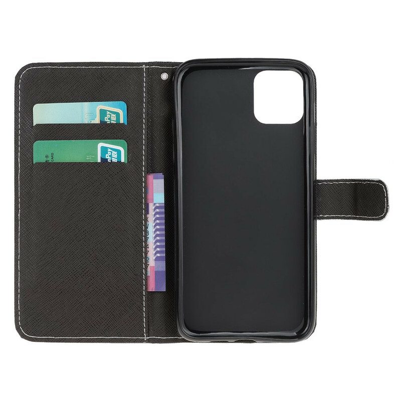 Folio Cover iPhone 13 Pro Strappy Occhi Di Gatto Nero