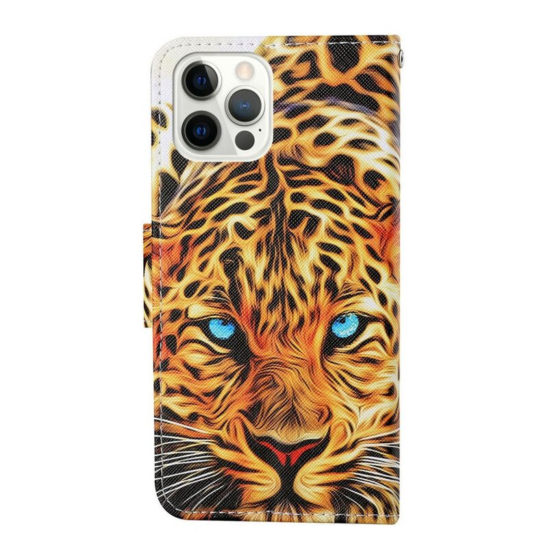 Folio Cover iPhone 13 Pro Tigre Con Cordino