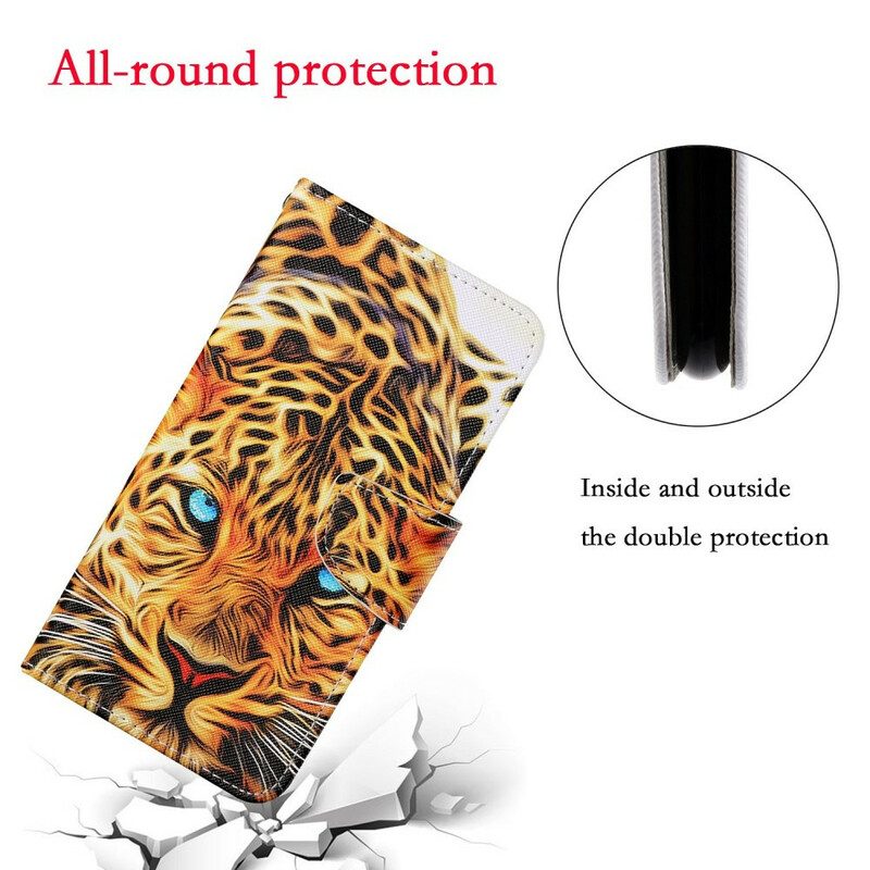 Folio Cover iPhone 13 Pro Tigre Con Cordino