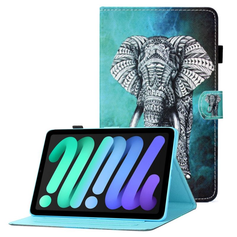 Custodia in pelle iPad Mini 6 (2021) Elefante Tribale