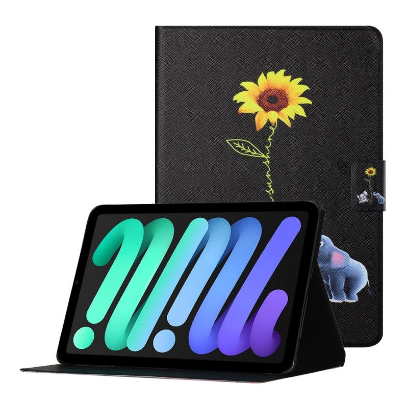 Custodia in pelle iPad Mini 6 (2021) Elefanti Girasole