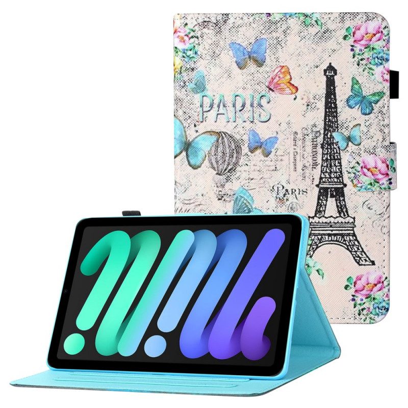 Custodia in pelle iPad Mini 6 (2021) Farfalle Della Torre Eiffel