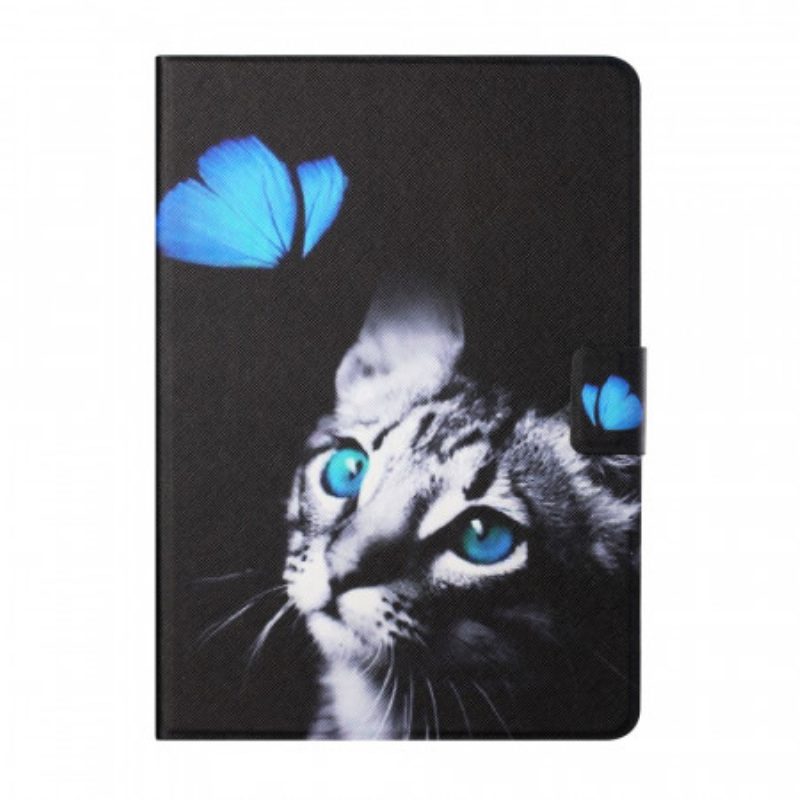 Custodia in pelle iPad Mini 6 (2021) Gatto Blu E Farfalla