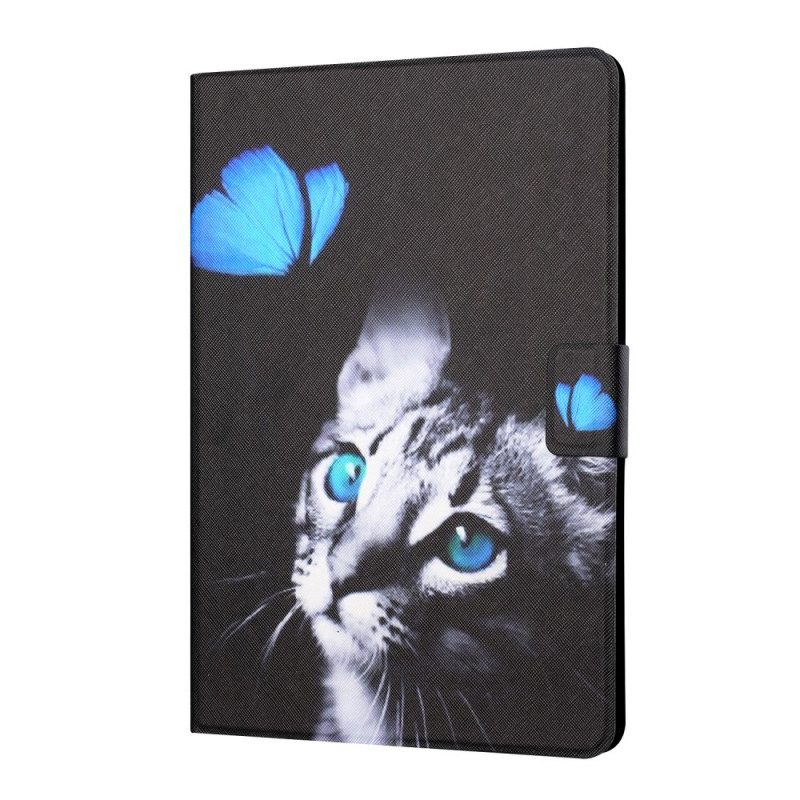 Custodia in pelle iPad Mini 6 (2021) Gatto Blu E Farfalla