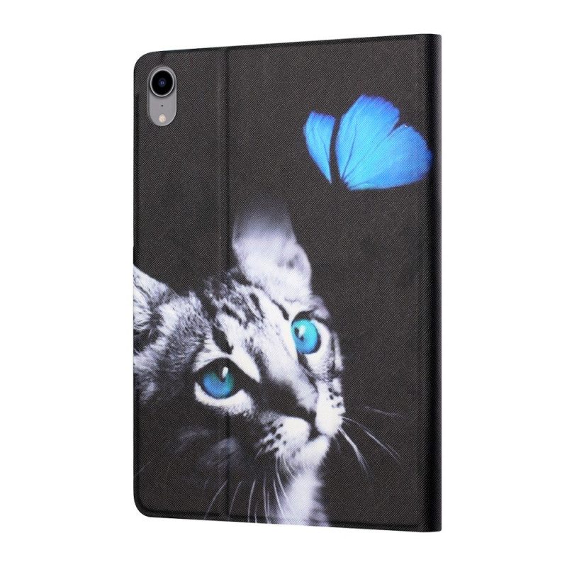 Custodia in pelle iPad Mini 6 (2021) Gatto Blu E Farfalla