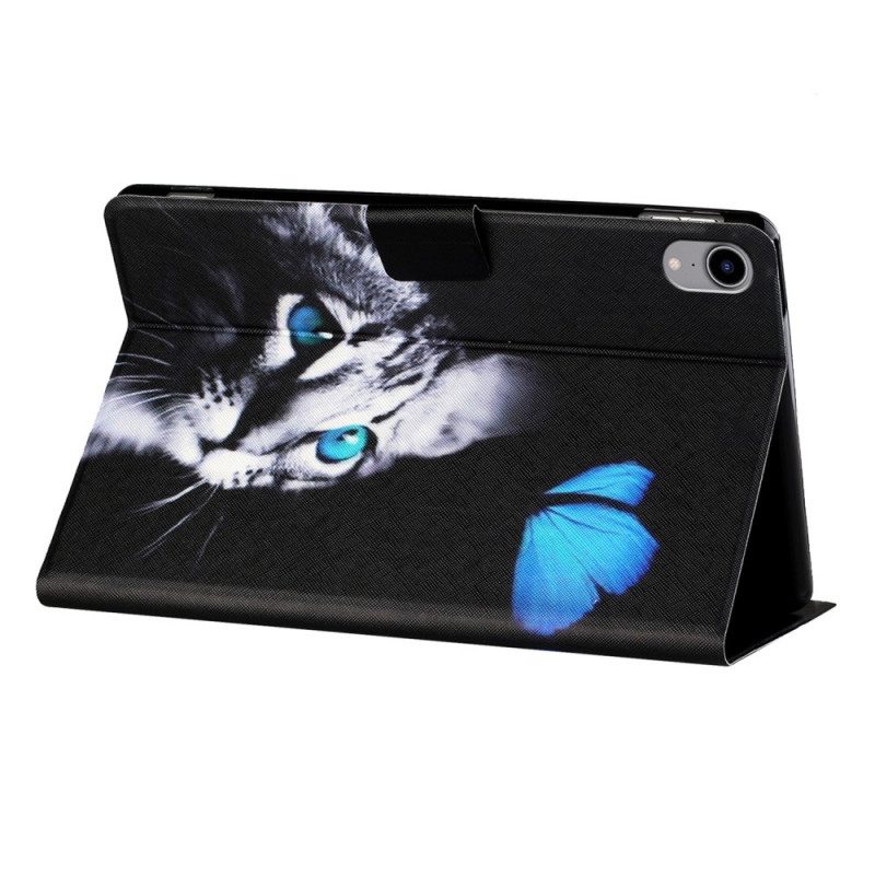 Custodia in pelle iPad Mini 6 (2021) Gatto Blu E Farfalla