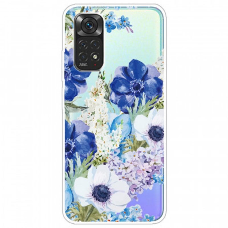 Cover Xiaomi Redmi Note 11 Pro / 11 Pro 5G Fiori Blu Dell'acquerello