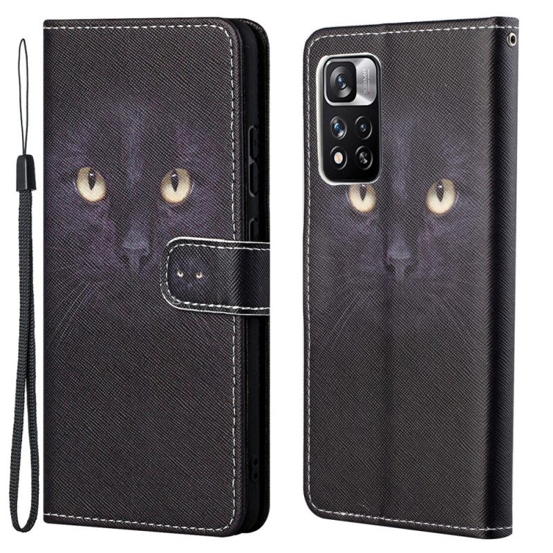 Custodia A Portafoglio Xiaomi Redmi Note 11 Pro / 11 Pro 5G Strappy Occhi Di Gatto Nero