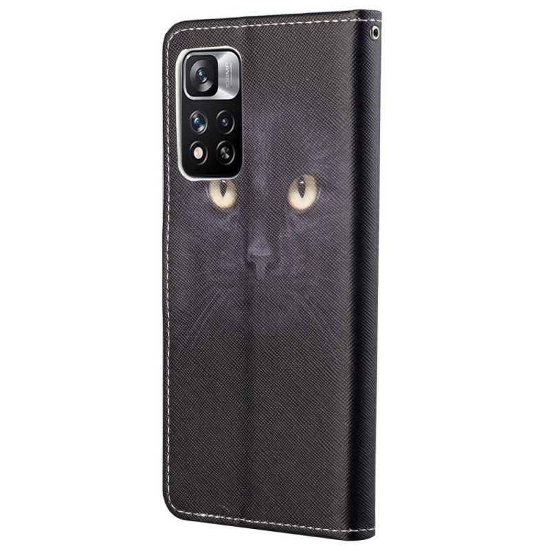 Custodia A Portafoglio Xiaomi Redmi Note 11 Pro / 11 Pro 5G Strappy Occhi Di Gatto Nero