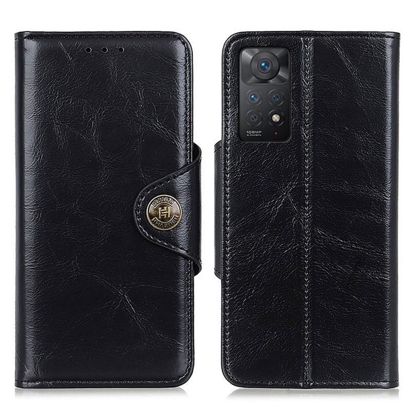 Custodia in pelle Xiaomi Redmi Note 11 Pro / 11 Pro 5G Bottone Khazneh In Finta Pelle Verniciata