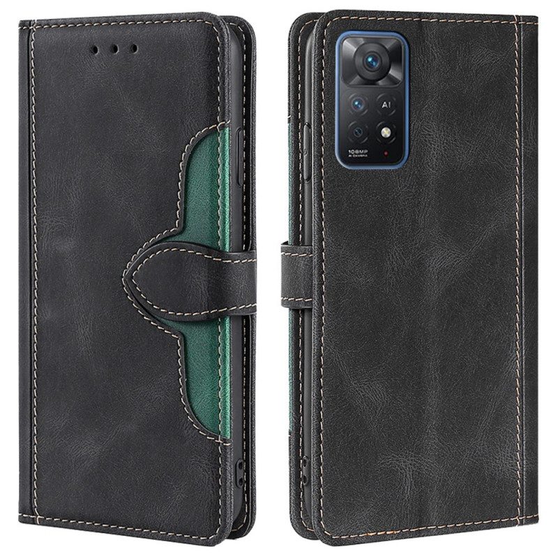 Custodia in pelle Xiaomi Redmi Note 11 Pro / 11 Pro 5G Ecopelle Bicolore Elegante