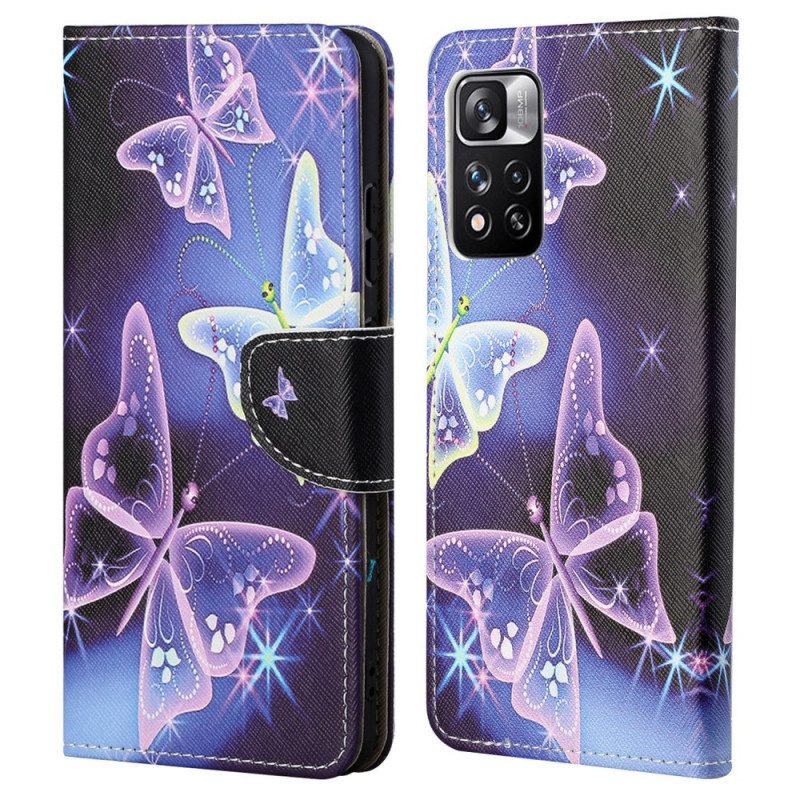 Custodia in pelle Xiaomi Redmi Note 11 Pro / 11 Pro 5G Farfalle Al Neon