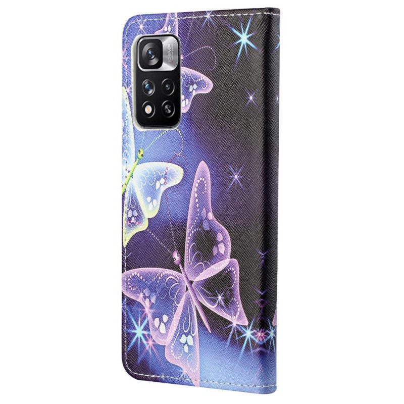 Custodia in pelle Xiaomi Redmi Note 11 Pro / 11 Pro 5G Farfalle Al Neon