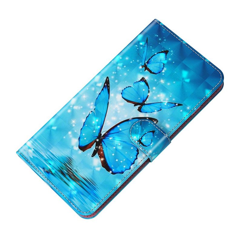 Custodia in pelle Xiaomi Redmi Note 11 Pro / 11 Pro 5G Farfalle Blu Volanti