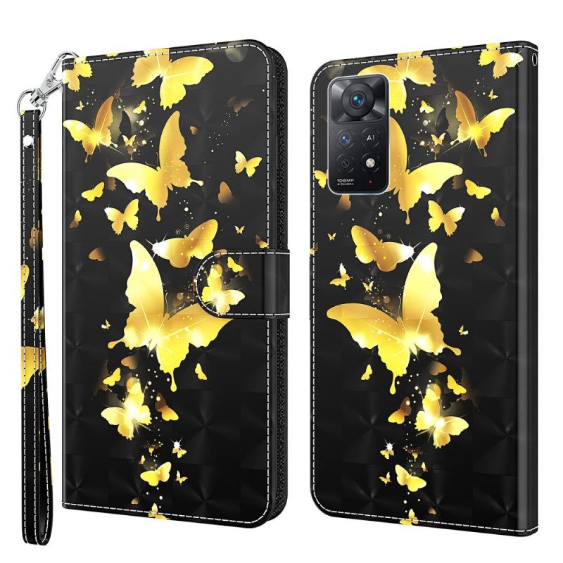 Custodia in pelle Xiaomi Redmi Note 11 Pro / 11 Pro 5G Farfalle Gialle