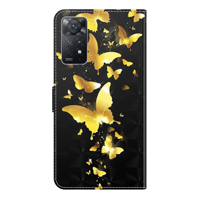 Custodia in pelle Xiaomi Redmi Note 11 Pro / 11 Pro 5G Farfalle Gialle