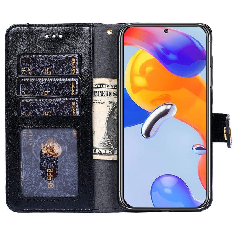 Custodia in pelle Xiaomi Redmi Note 11 Pro / 11 Pro 5G Portamonete Frontale E Cordino