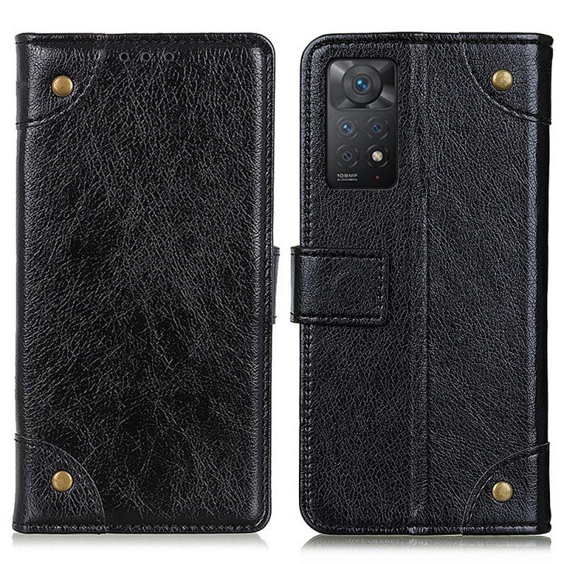 Custodia in pelle Xiaomi Redmi Note 11 Pro / 11 Pro 5G Rivetti Vintage In Pelle Nappa Stile