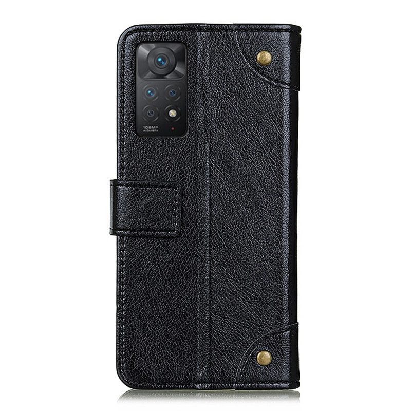 Custodia in pelle Xiaomi Redmi Note 11 Pro / 11 Pro 5G Rivetti Vintage In Pelle Nappa Stile