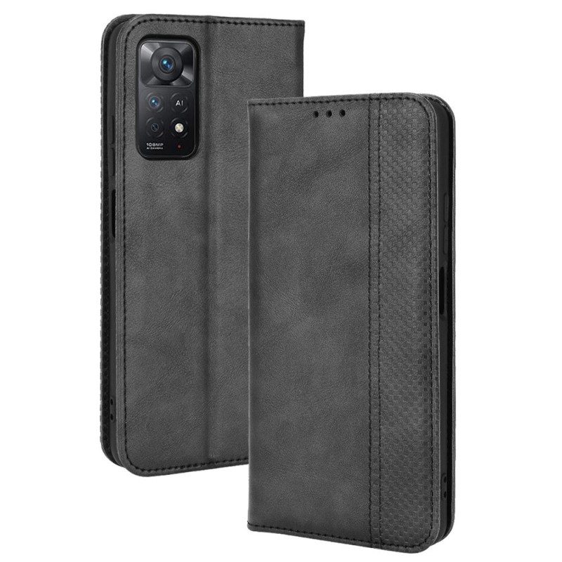 Folio Cover Xiaomi Redmi Note 11 Pro / 11 Pro 5G Custodia in pelle Effetto Pelle Vintage Stilizzato