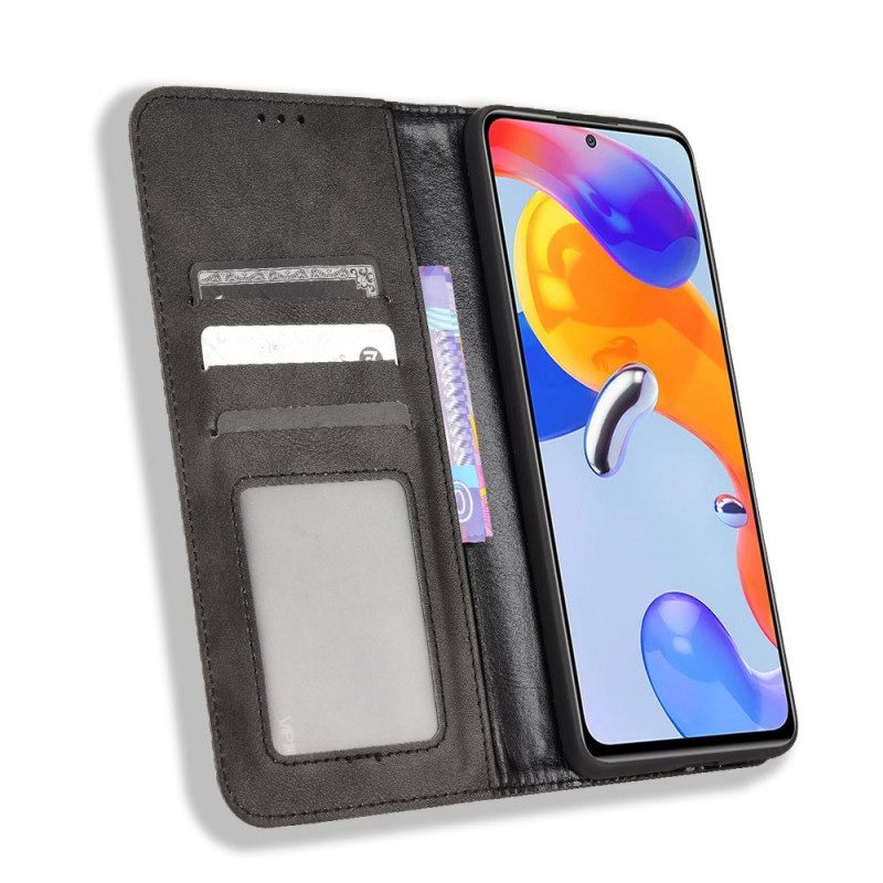 Folio Cover Xiaomi Redmi Note 11 Pro / 11 Pro 5G Custodia in pelle Effetto Pelle Vintage Stilizzato