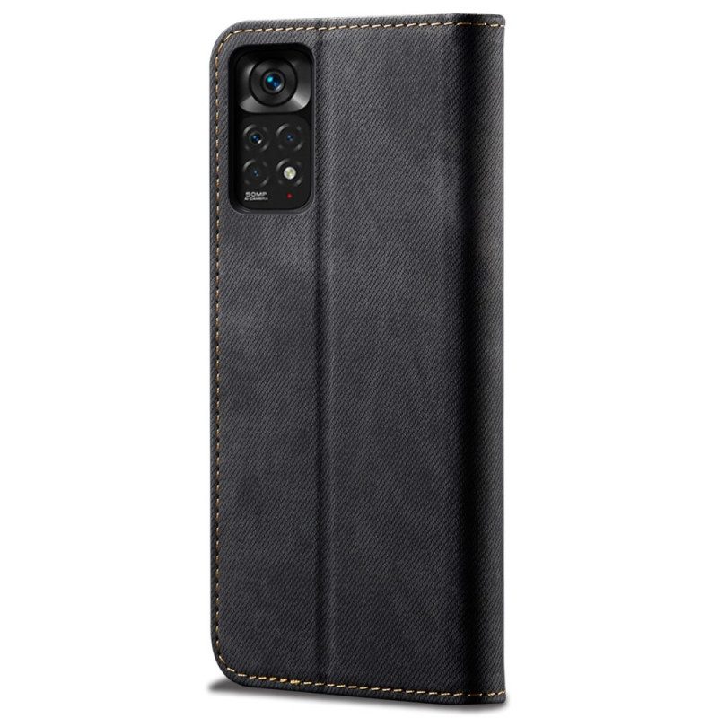 Folio Cover Xiaomi Redmi Note 11 Pro / 11 Pro 5G Custodia in pelle Tessuto Denim