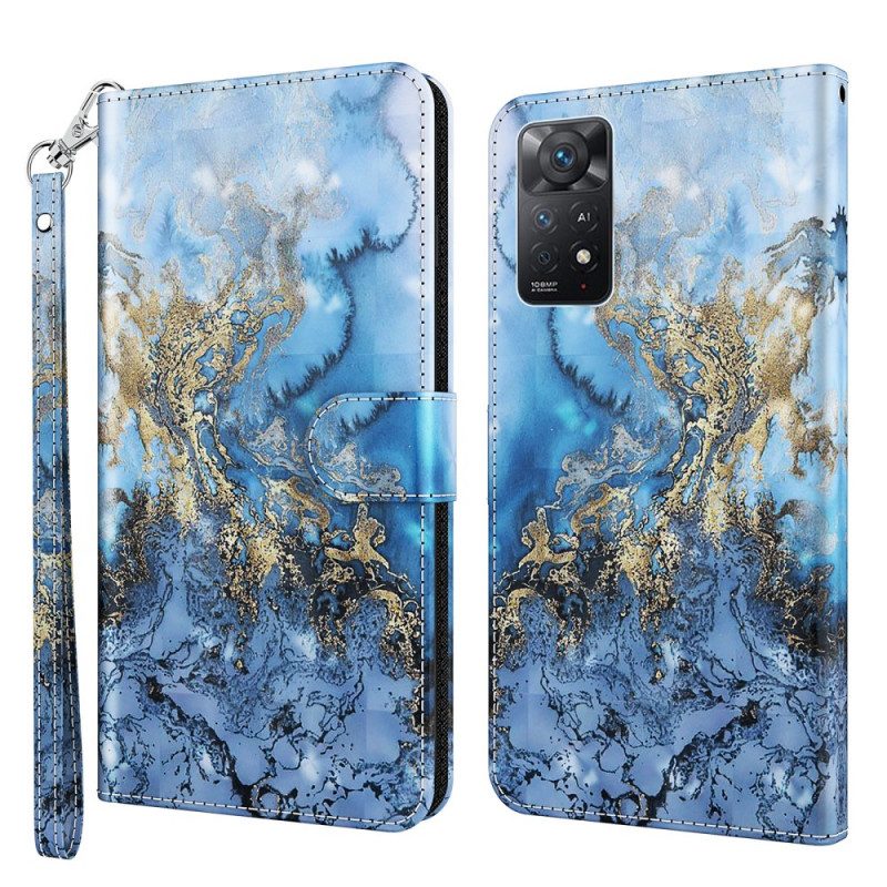 Folio Cover Xiaomi Redmi Note 11 Pro / 11 Pro 5G Design In Marmo Con Cordino