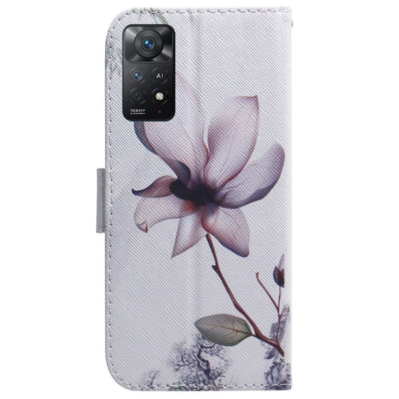 Folio Cover Xiaomi Redmi Note 11 Pro / 11 Pro 5G Fiore Rosa Polveroso