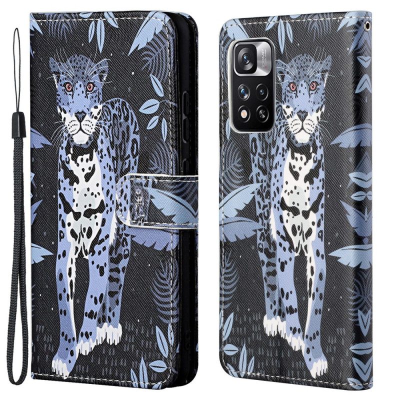 Folio Cover Xiaomi Redmi Note 11 Pro / 11 Pro 5G Leopardo Con Spalline