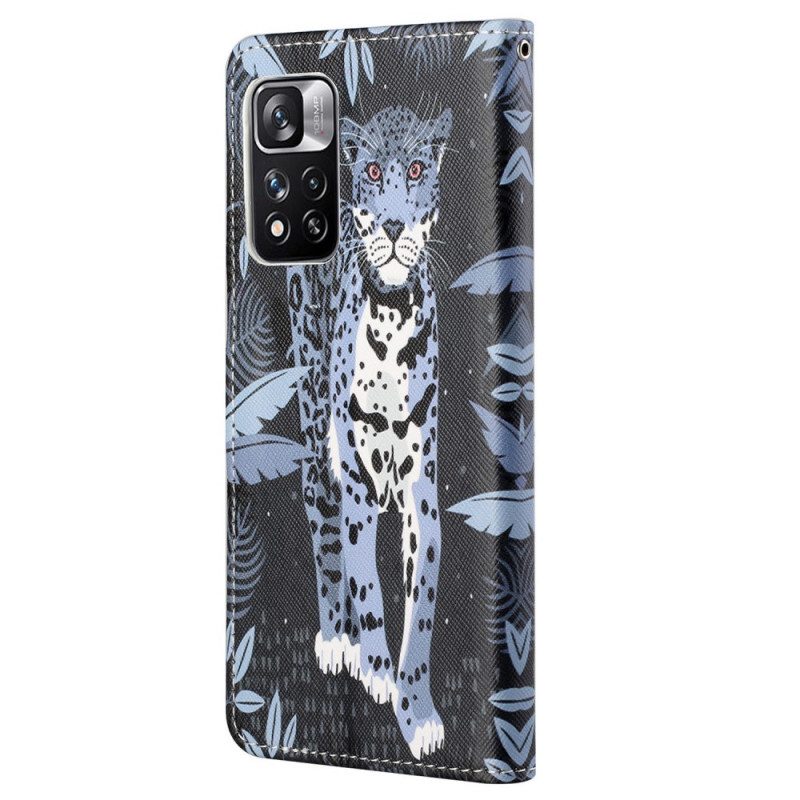 Folio Cover Xiaomi Redmi Note 11 Pro / 11 Pro 5G Leopardo Con Spalline