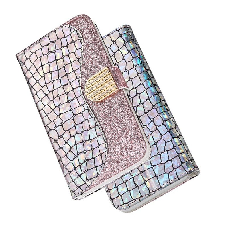 Custodia in pelle Samsung Galaxy A30 Diamanti Coccodrillo