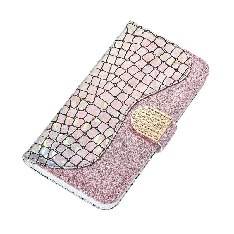 Custodia in pelle Samsung Galaxy A30 Diamanti Coccodrillo