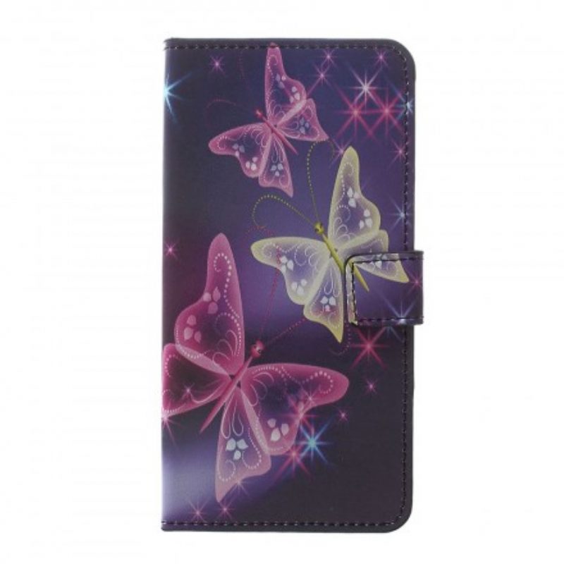 Custodia in pelle Samsung Galaxy A30 Farfalle E Fiori