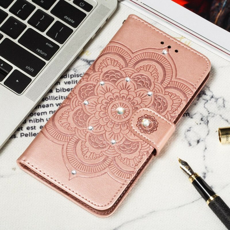 Custodia in pelle Samsung Galaxy A30 Mandala E Diamanti