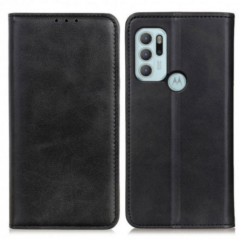 Folio Cover Moto G60S Custodia in pelle Crosta Di Pelle Opaca