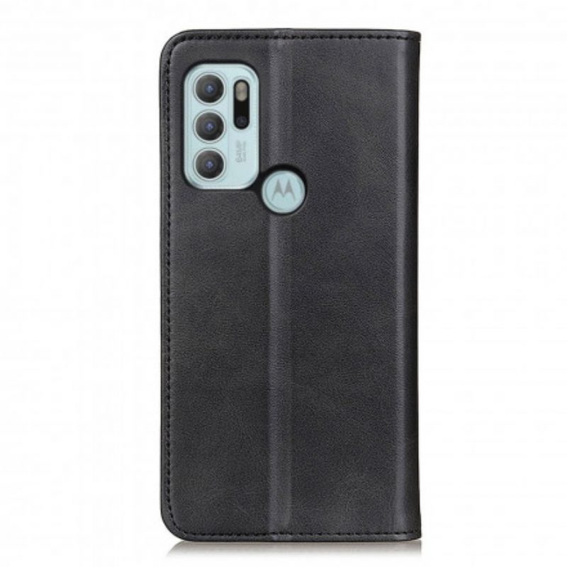 Folio Cover Moto G60S Custodia in pelle Crosta Di Pelle Opaca