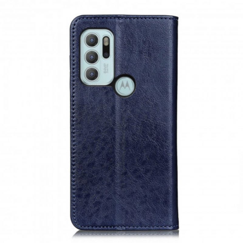 Folio Cover Moto G60S Custodia in pelle Crosta Di Pelle Testurizzata