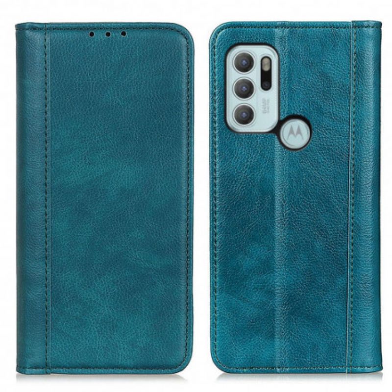 Folio Cover Moto G60S Custodia in pelle Versione In Crosta Di Litchi